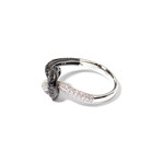 18k White Gold Black + White Diamond Knot Ring // New (Ring Size: 6.5)