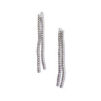 18k White Gold Double Diamond Dangle Earrings // New