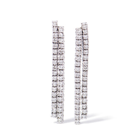18k White Gold Diamond Earrings // 1.5"