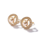 18k Yellow Gold Pearl Earrings // 1"