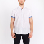 Noah Short Sleeve Button Down Shirt // White + Blue (M)