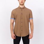 Keith Short Sleeve Button Down Shirt // Brown + Blue (2XL)