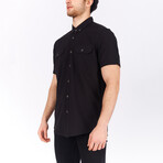 Short Sleeve Button Down Shirt // Black (L)
