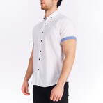 Noah Short Sleeve Button Down Shirt // White + Blue (S)