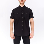 Short Sleeve Button Down Shirt // Black (M)