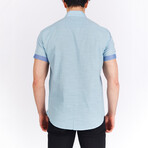 Short Sleeve Button Down Shirt // Aqua (S)