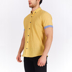 Short Sleeve Button Down Shirt // Yellow + Blue (S)