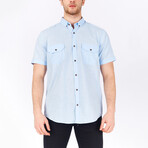 Short Sleeve Button Down Shirt // Blue (XL)
