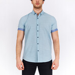 Short Sleeve Button Down Shirt // Aqua (L)