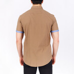 Keith Short Sleeve Button Down Shirt // Brown + Blue (XL)