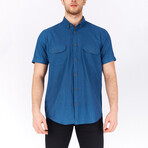 Short Sleeve Button Down Shirt // Indigo (XL)