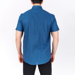 Short Sleeve Button Down Shirt // Indigo (L)