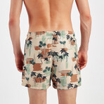 Palm Swim Shorts // Green + Brown (S)