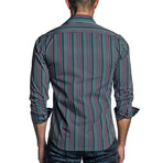 Long Sleeve Button-Up Shirt // Blue Multi Stripe (S)