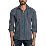 Long Sleeve Button-Up Shirt // Blue Multi Stripe (XL)
