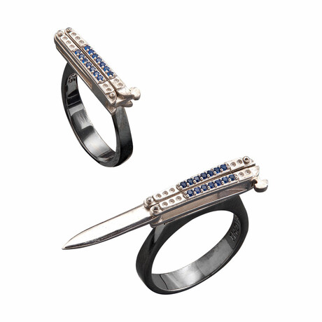 Knife Style Ring // Black + White (10)