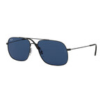 Men's Square Sunglasses // Black + Blue