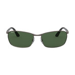 Men's Rectangular Sunglasses // Gunmetal + Green
