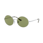 Men's Round Sunglasses // Silver + Light Green