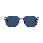 Men's Square Sunglasses // Black + Blue