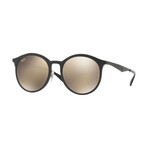 Men's Round Sunglasses // Black + Gold Mirror