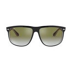 Men's Square Sunglasses // Black + Green + Red Gradient Mirror