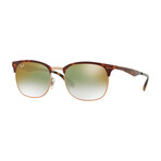 Men's Square Sunglasses // Copper Havana + Green + Red Gradient Mirror