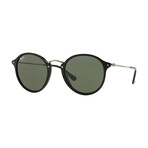 Men's Round Sunglasses // Black + Green