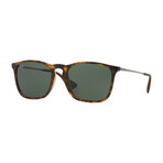 Men's Square Sunglasses // Light Havana + Green