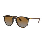 Men's Round Polarized Sunglasses // Havana + Brown Gradient
