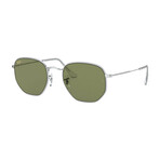 Men's Square Sunglasses // Silver + Light Green