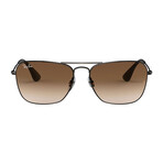 Unisex Square Double Bridge Mirror Sunglasses // Matte Black + Brown