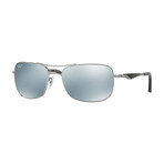 Men's Rectangular Sunglasses // Gunmetal + Silver Mirror