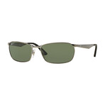 Men's Rectangular Sunglasses // Gunmetal + Green