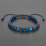 Polished Hematite Cube Stone Bracelet // 6mm (Blue)