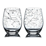 Astrology Etched Wine Glasses // Set of 2 // Taurus