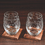 Astrology Etched Wine Glasses // Set of 2 // Capricorn