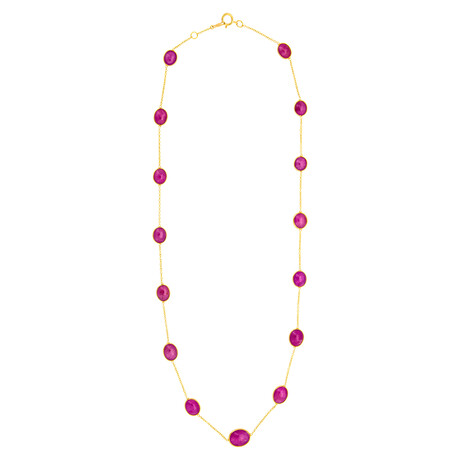 18K Yellow Gold Ruby Necklace // 18"