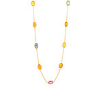 18K Yellow Gold Sapphires Necklace // 18"