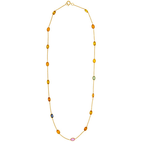 18K Yellow Gold Sapphires Necklace // 18"