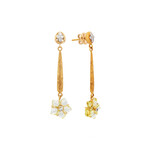 14K Yellow Gold Lemon Topaz + Diamond Flower Drop Earrings