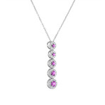 18K White Gold Diamond + Pink Sapphire Necklace // 18"