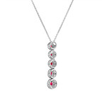 18K White Gold Diamond + Ruby Necklace // 18"
