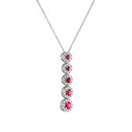 18K White Gold Diamond + Ruby Necklace // 18"