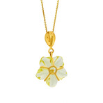 14K Yellow Gold Lemon Topaz + Diamond Flower Necklace // 16"