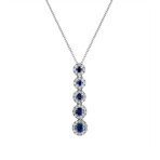18K White Gold Diamond + Blue Sapphire Necklace // 18"