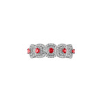 18K White Gold Diamond + Ruby Ring // Ring Size: 6.75 // New