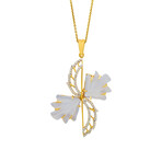 14K Yellow Gold Ghalcedony + Diamond Wing Necklace // 16"