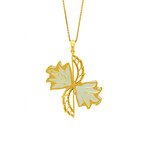 14K Yellow Gold Lemon Topaz + Diamond Wing Necklace // 16"