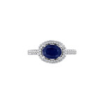 18K White Gold Diamond + Blue Sapphire Ring // Ring Size: 6.75
